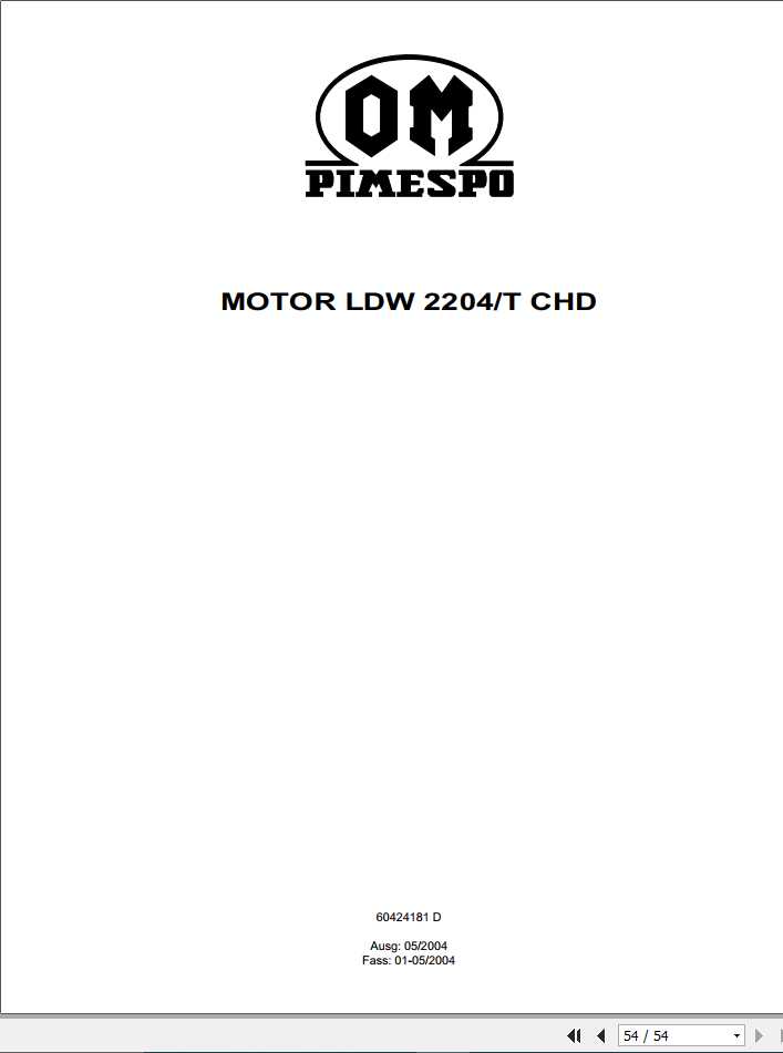Still OM Pimespo MOTOR LDW 2204 T CHD Workshop Manual DE 1