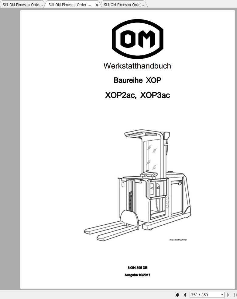 Still OM Pimespo Order Picker Truck XOP2ac XOP3ac Workshop Manual DE 1