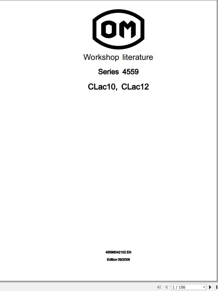 Still OM Pimespo Pallet Stacker CLac10 Clac12 Series 4559 Workshop Manual 1