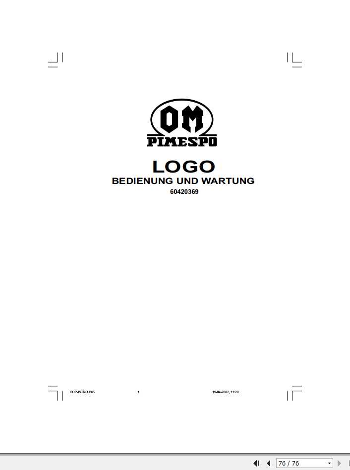 Still OM Pimespo Pallet Stacker LOGO Restyling Use Maintenance Manual DE 1