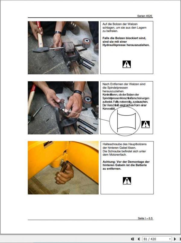 Still OM Pimespo Pallet Truck TN 4526 CN 4525 CNS 4527 CNi 4528 Workshop Manual DE 3