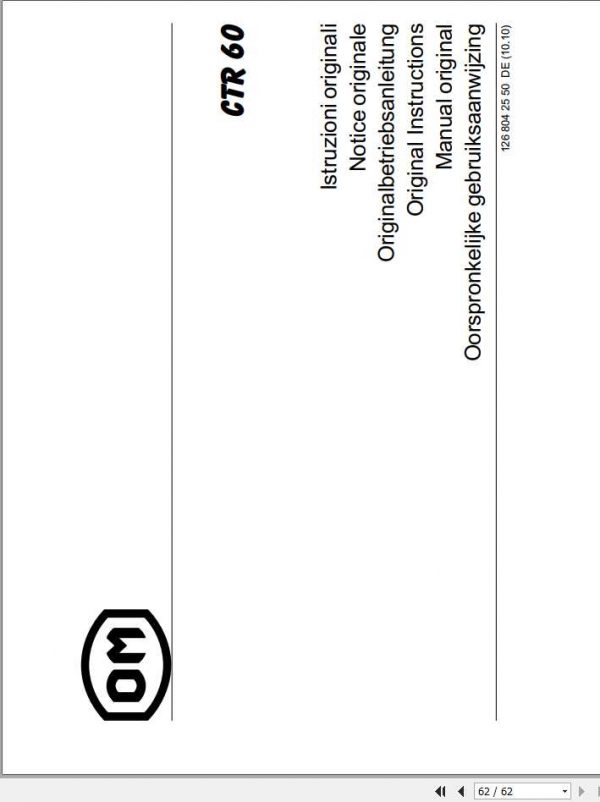 Still OM Pimespo Tow Tractor CTR60 X126 Original Instructions DE 1