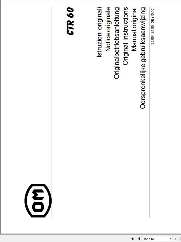 Still OM Pimespo Tow Tractor CTR60 X126 Original Instructions DE 1