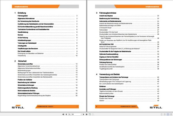 Still Order Picker COP 10 COP 20 1060 1061 Operating Manual DE 2