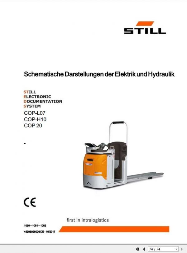Still Order Picker COP L07 COP H10 COP 20 Electrical Hydraulic Schematic DE 1