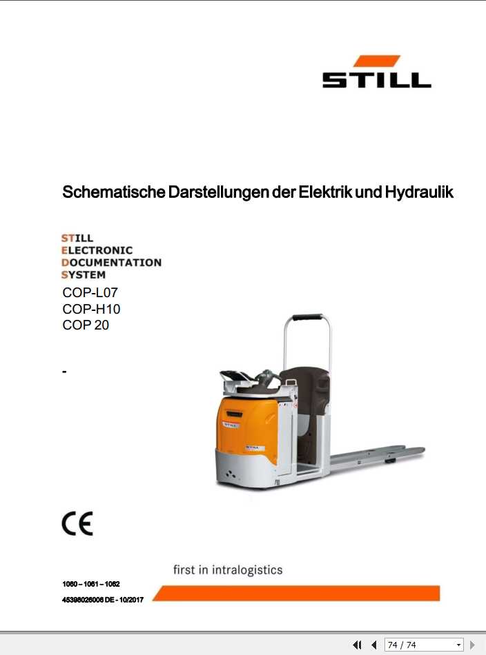 Still Order Picker COP L07 COP H10 COP 20 Electrical Hydraulic Schematic DE 1