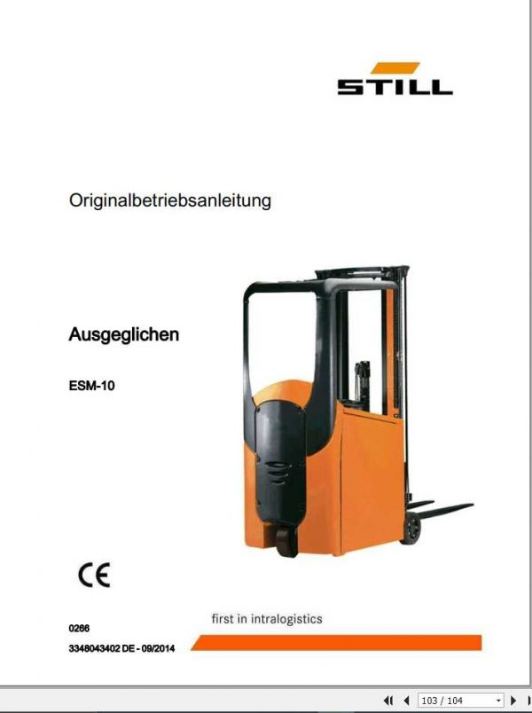 Still Order Picker ESM 10 0266 Operating Manual DE 1