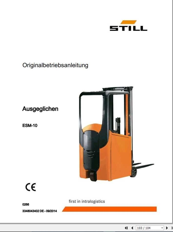 Still Order Picker ESM 10 0266 Operating Manual DE 1