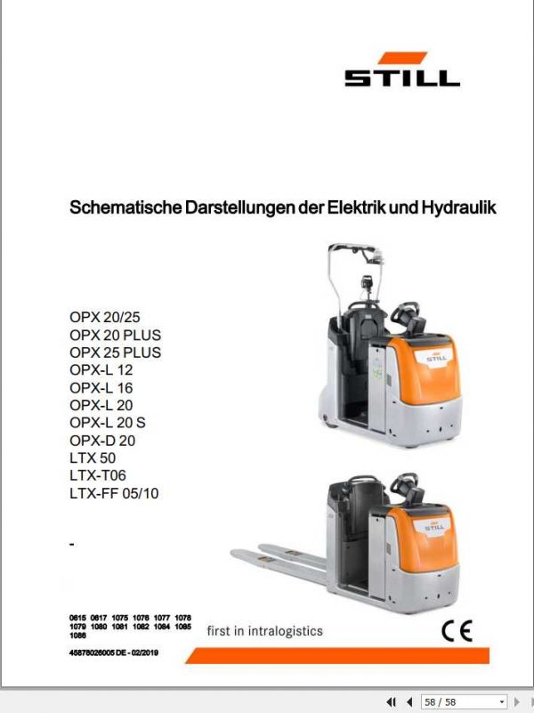 Still Order Picker Tow Tractor OPX LTX Electrical Hydraulic Schematic DE 1