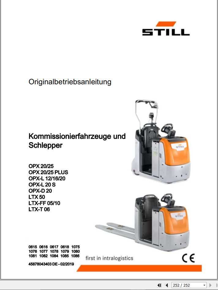 Still Order Picker Tow Tractor OPX LTX Operating Maintenance Manual DE 1