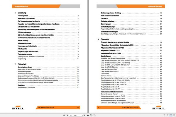 Still Order Picker Tow Tractor OPX LTX Operating Maintenance Manual DE 2