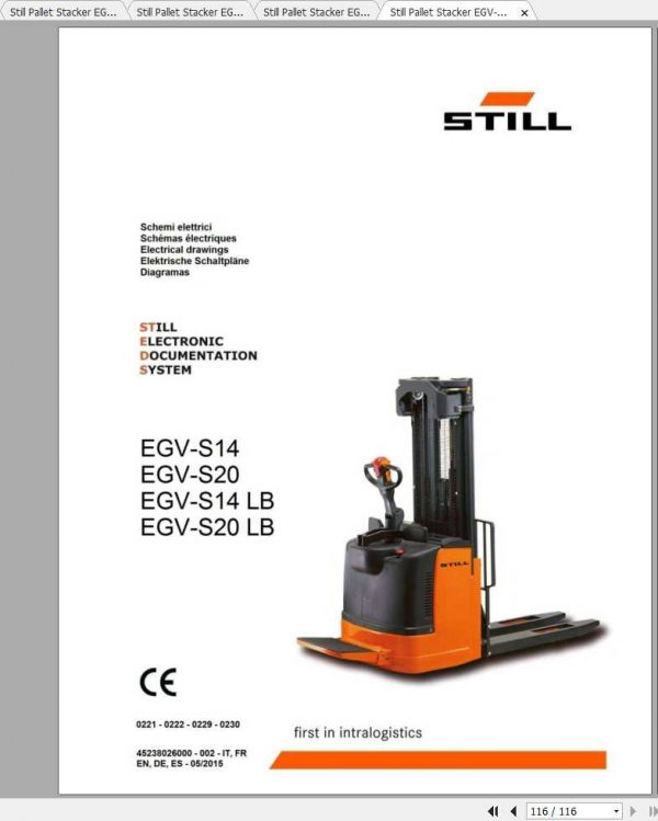 Still Pallet Stacker EGV EGV LB EGP Electrical Hydraulic Schematic DE 1