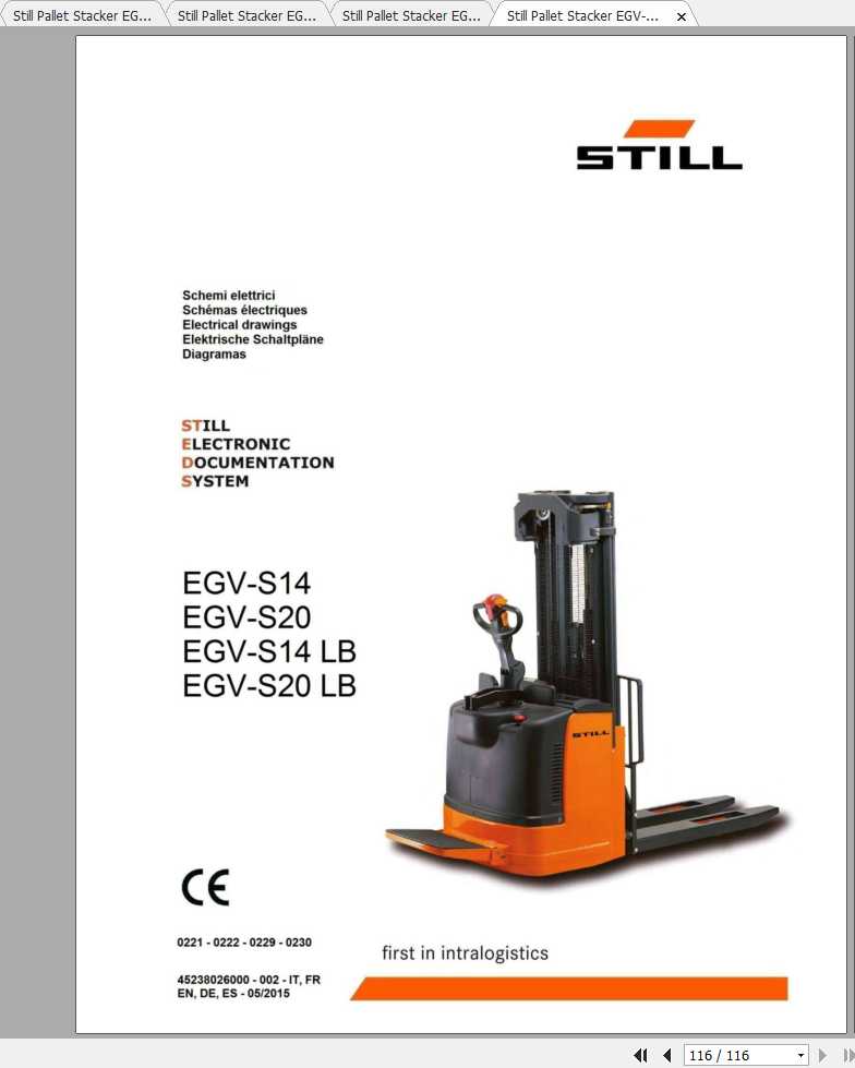 Still Pallet Stacker EGV EGV LB EGP Electrical Hydraulic Schematic DE 1