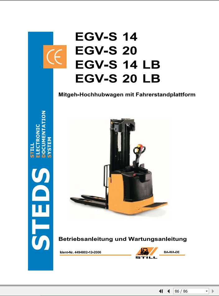 Still Pallet Stacker EGV S 14 20 14LB 20LB Operating Manual DE 1