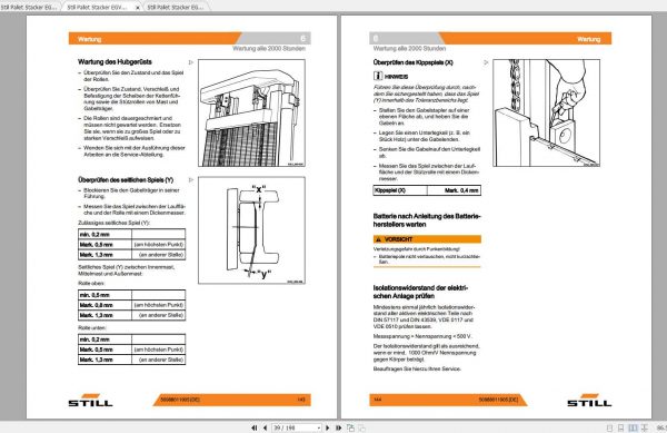 Still Pallet Stacker EGV14 EGV16 Operating Maintenance Manuals DE 3