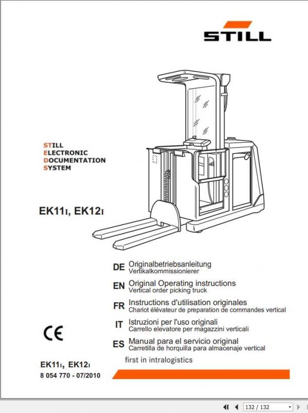 Still Pallet Stacker EK11i EK12i Optispeed Operating Manual DE 1