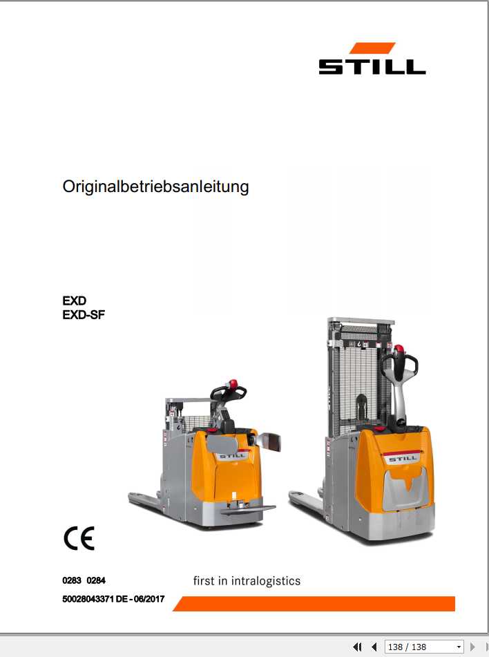 Still Pallet Stacker EXD 20 EXD SF 20 0283 0284 Operating Manuals DE 1