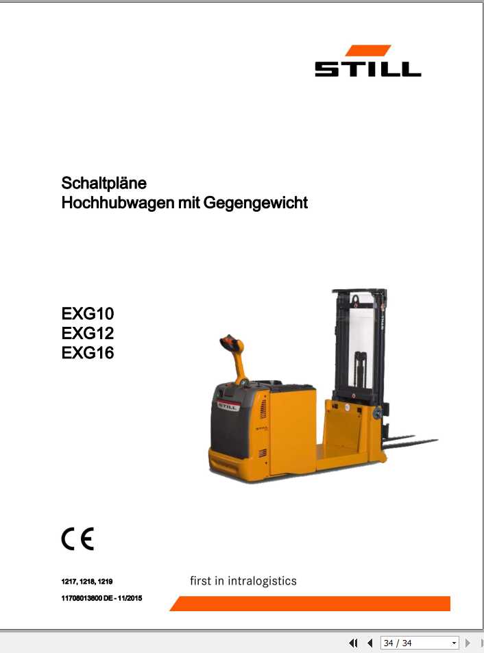 Still Pallet Stacker EXG 10 EXG 12 EXG 16 Electrical Hydraulic Schematic DE 1