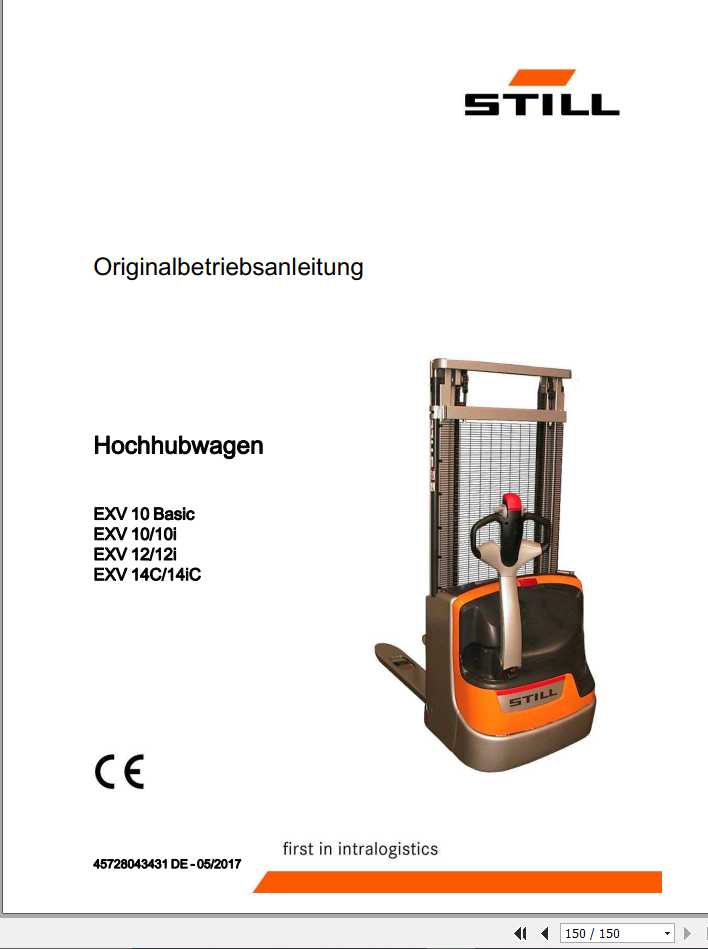 Still Pallet Stacker EXV 10 10i 10Basic 12 12i 14C 14Ci 0270 0273 0321 0322 Operating Manual DE 1