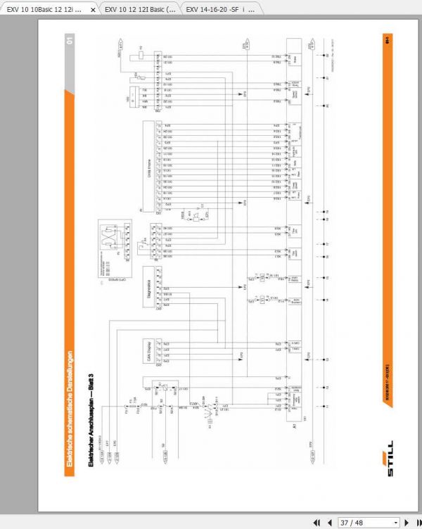 Still Pallet Stacker EXV EXP Electrical Hydraulic Schematic DE 2