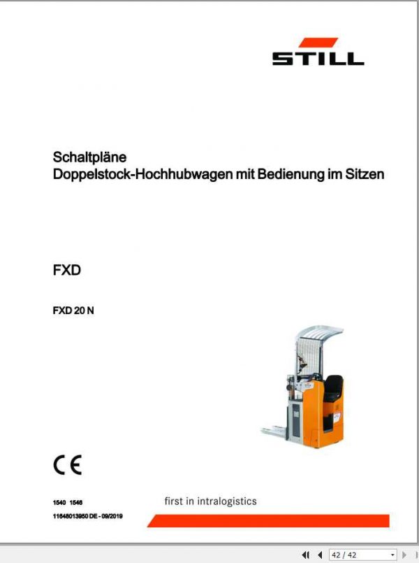 Still Pallet Stacker FXD 20 FXD 20N Schematic Diagrams DE 1