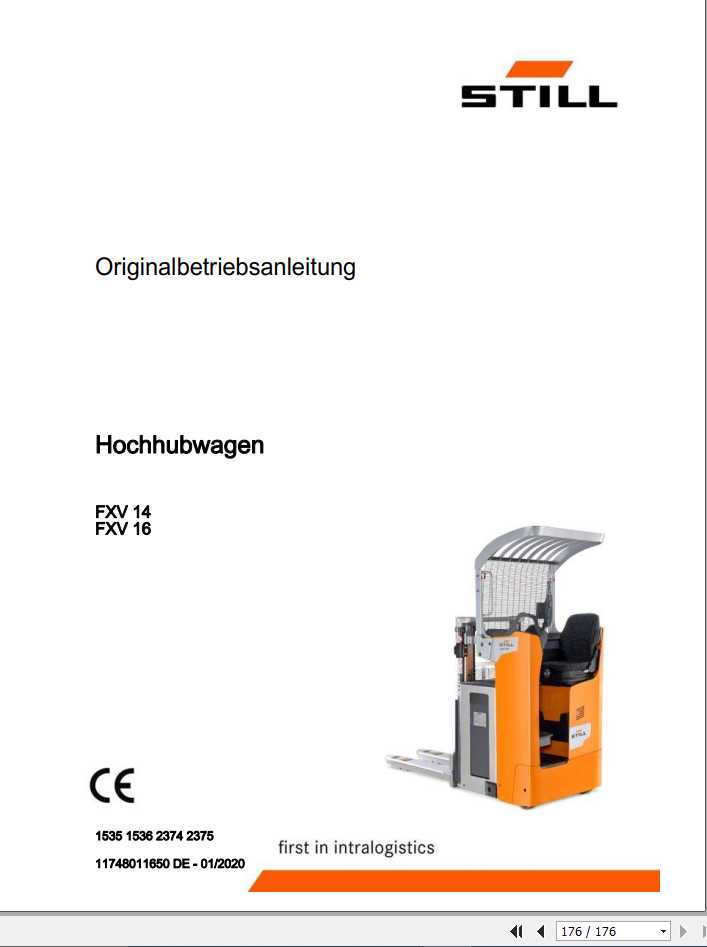 Still Pallet Stacker FXV 14 16 1535 1536 2374 2375 Operating Manual DE 1