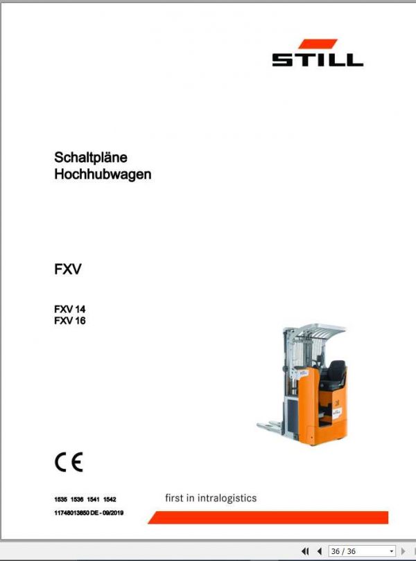 Still Pallet Stacker FXV 14 16 Schematic Diagrams DE 1