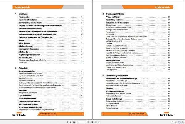 Still Pallet Stacker SD20 1613 Operating Manual DE 2