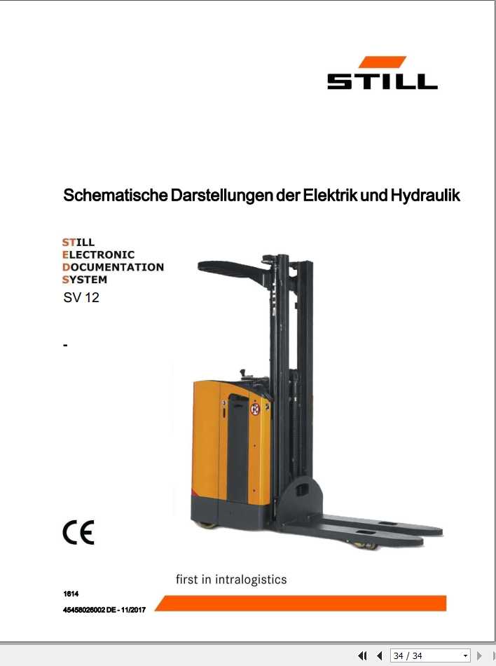 Still Pallet Stacker SV12 1614 Electrical Hydraulic Schematic DE 1