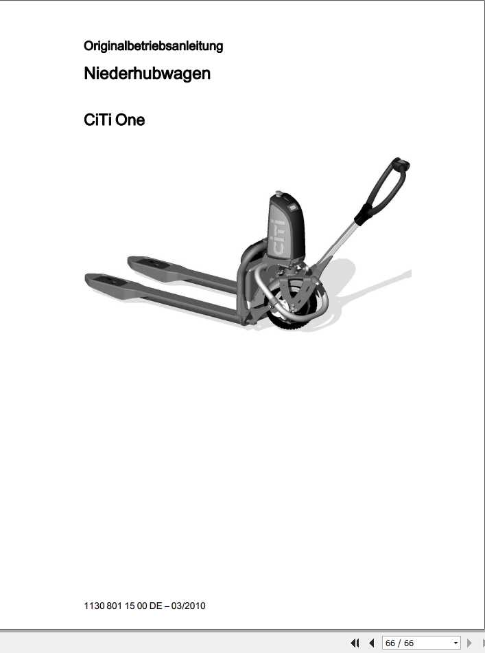 Still Pallet Truck CiTi One 1130 Operating Manual DE 1