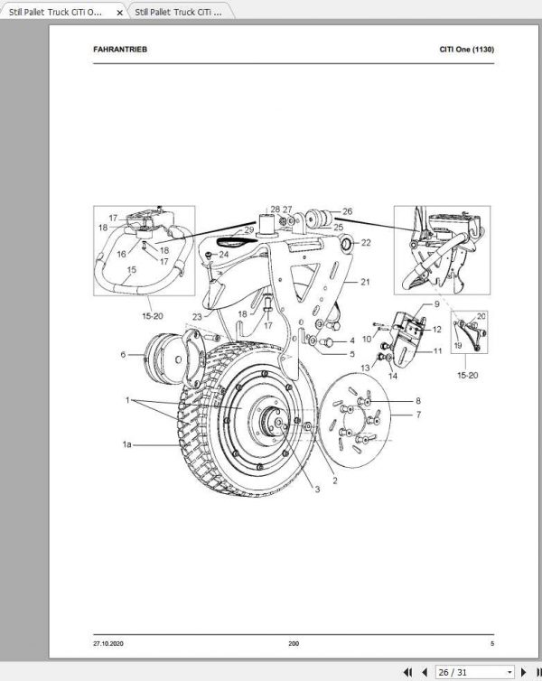 Still Pallet Truck CiTi One 1130 Workshop Manual Spare Parts List DE 2
