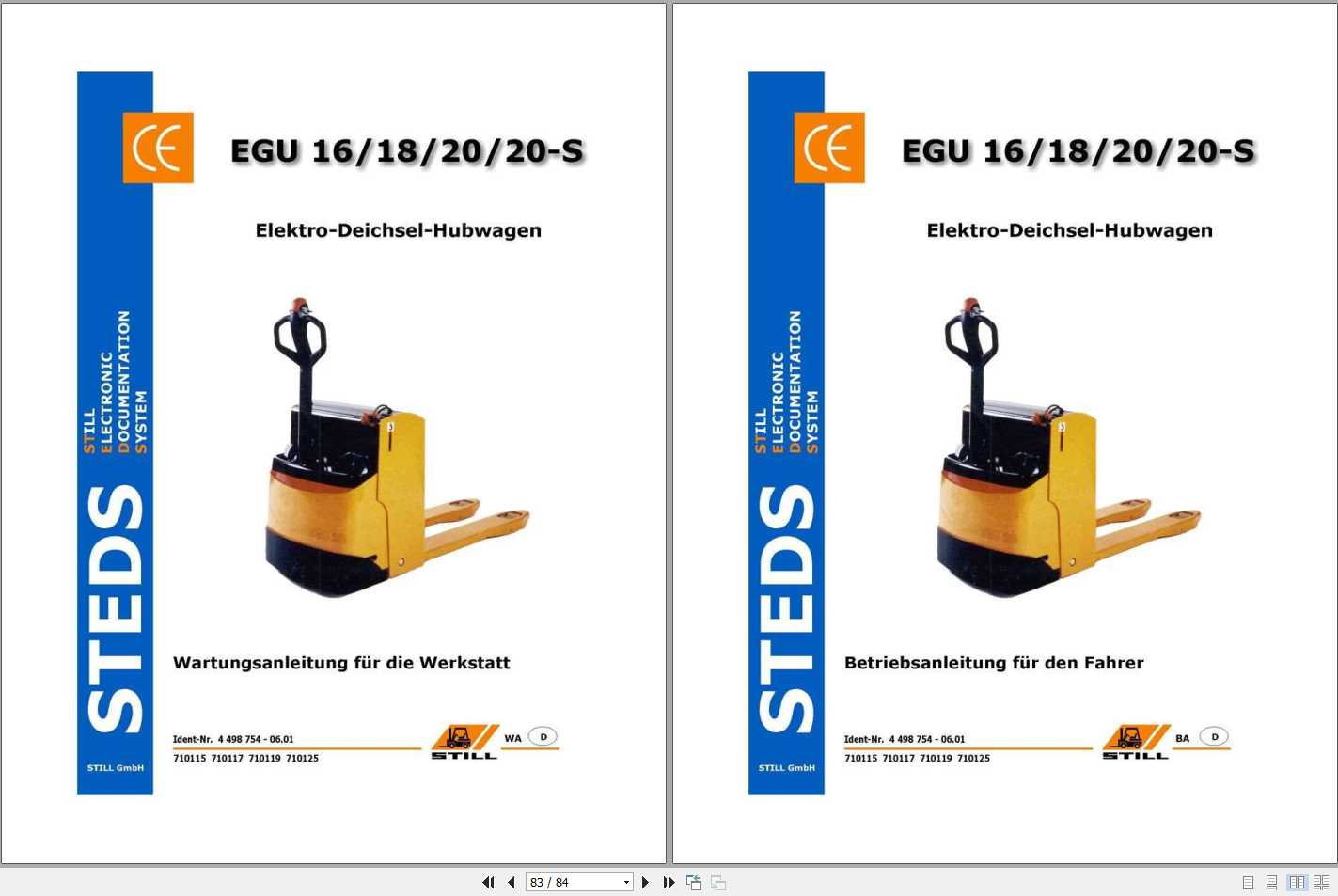 Still Pallet Truck EGU 16 18 20 20S 0115 0117 0119 0125 Operating Manual 1