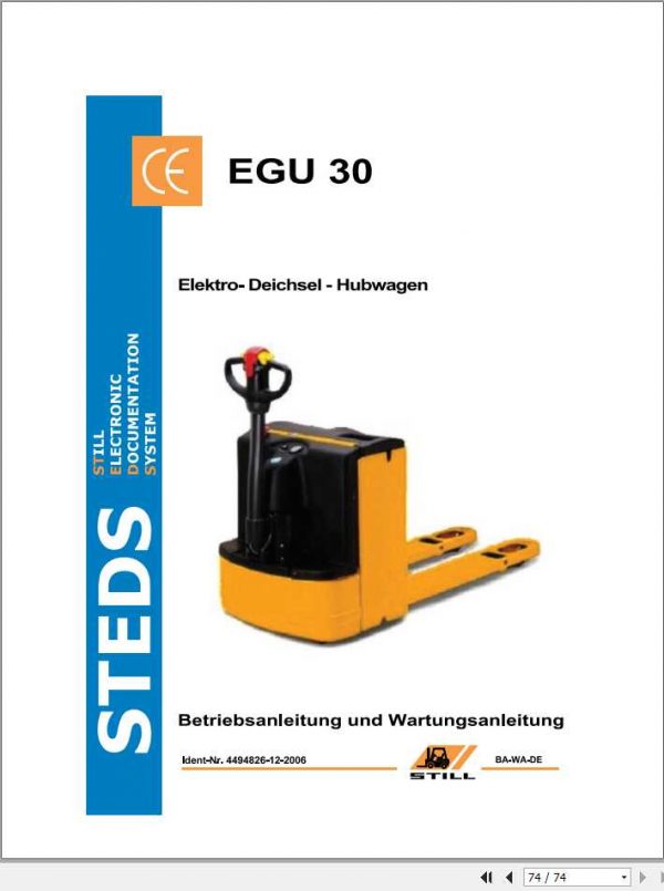 Still Pallet Truck EGU 30 Operating Manual DE 1