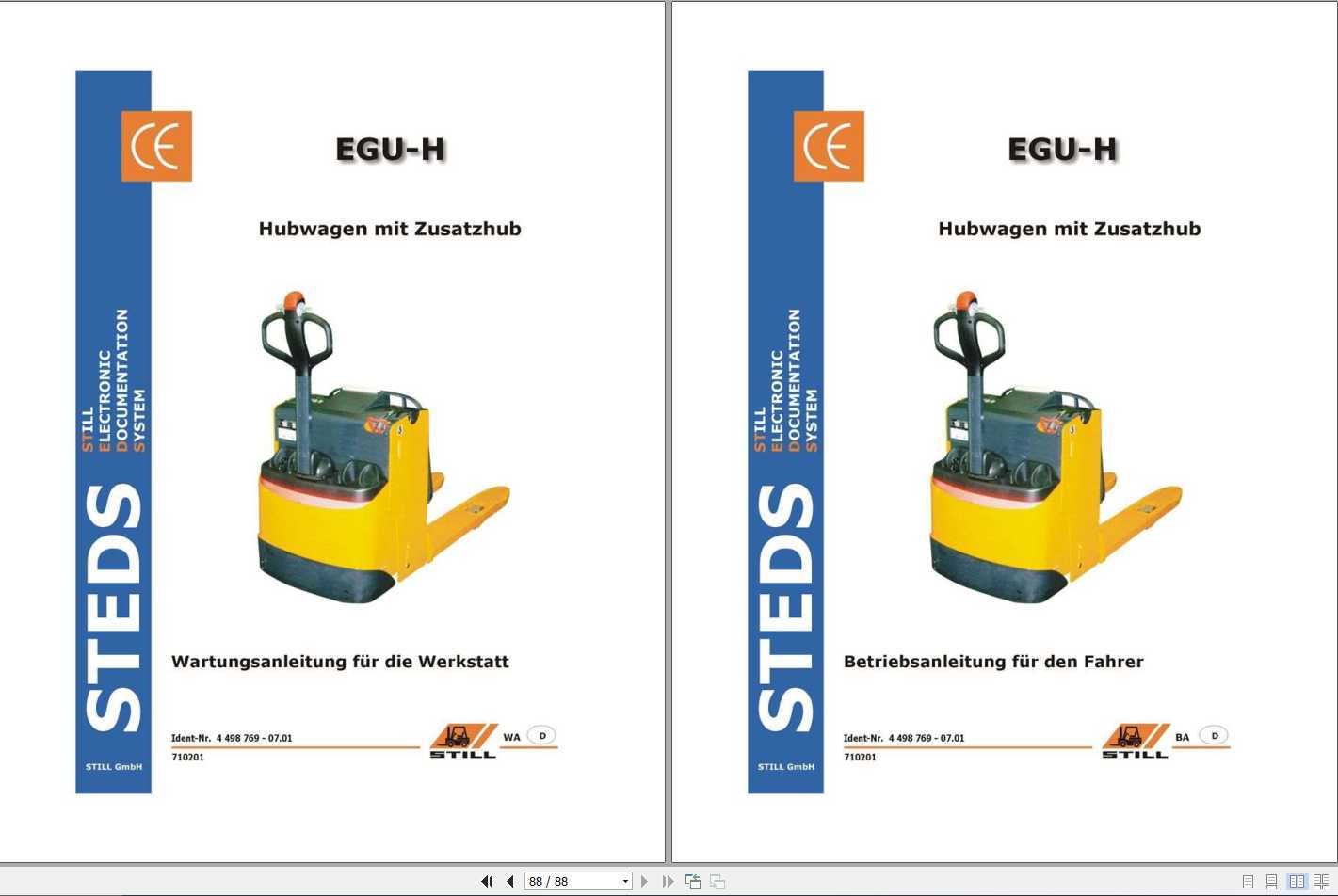 Still Pallet Truck EGU H 0201 Operating Maintenance Manual DE 1