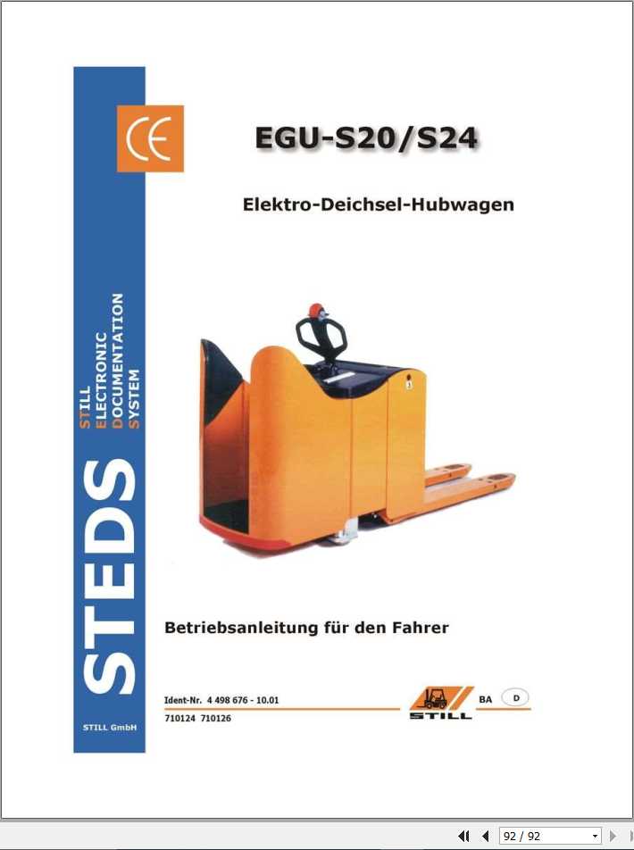 Still Pallet Truck EGU S20 EGU S24 0124 0126 Operating Maintenance Manual DE 1