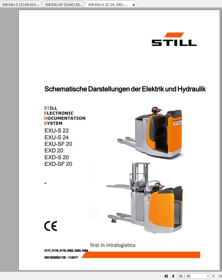 Still Pallet Truck EXU EXU S EXU SF Schematic Diagrams DE 1