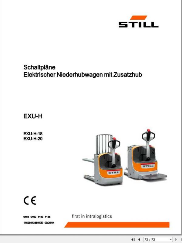 Still Pallet Truck EXU H 18 20 20S Autolift Li Ion Schematic Diagrams DE 1