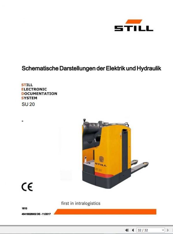Still Pallet Truck SU20 1613 Electrical Hydraulic Schematic DE 1