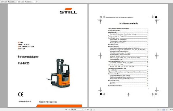 Still Reach Mast Stacker FM 4W 20 25 ATLET UFS ATLET UFW Operating Manual 1