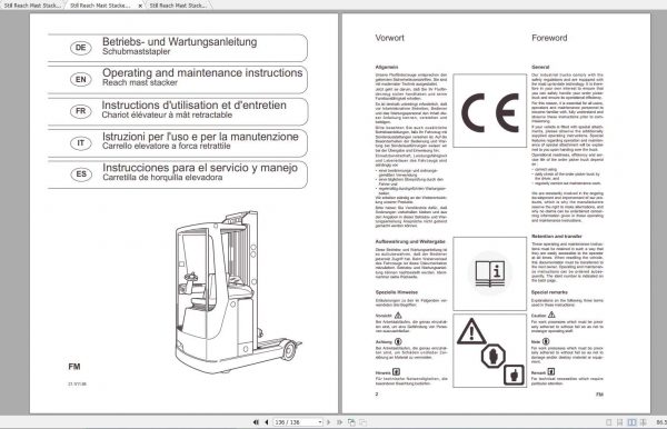 Still Reach Mast Stacker FMI FM Type 447 Operating Manual 1