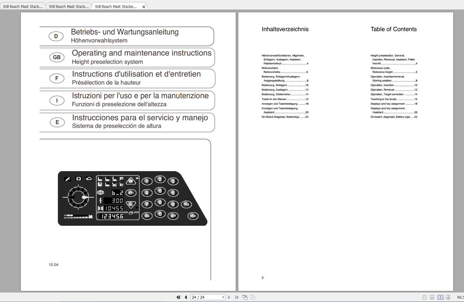 Still Reach Mast Stacker FMI FM Type 447 Operating Manual 2