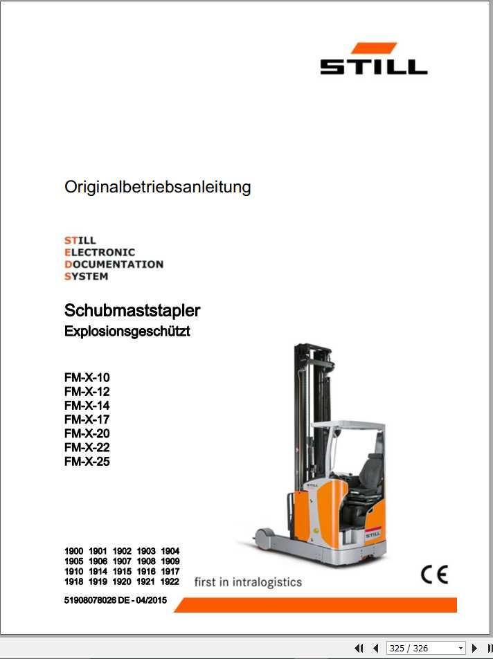 Still Reach Truck FM X 10 14 17 20 25 1900 1921 Operating Manual DE 1