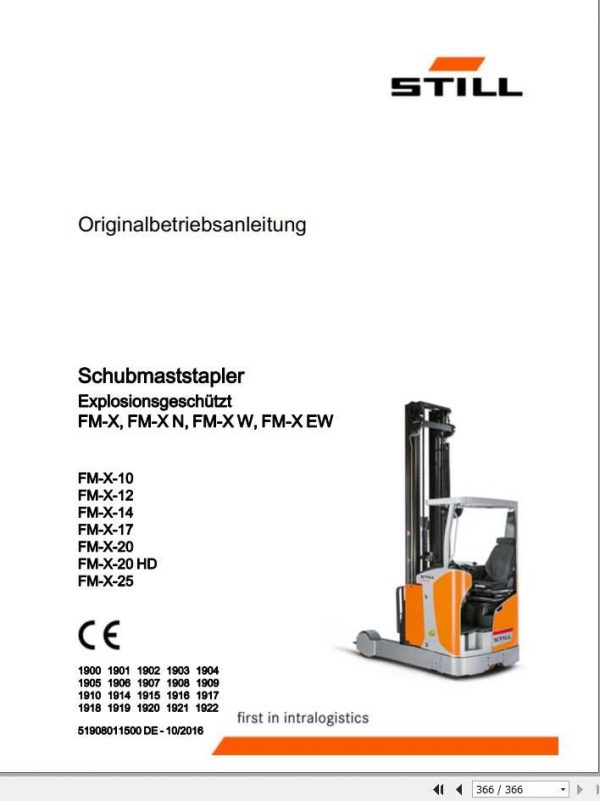 Still Reach Truck FM X FM XN FM XW FM XEW 1900 1922 Operating Manual DE 1