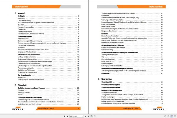 Still Reach Truck FM X FM XN FM XW FM XEW Li Ion 1900 1922 Operating Manual DE 2