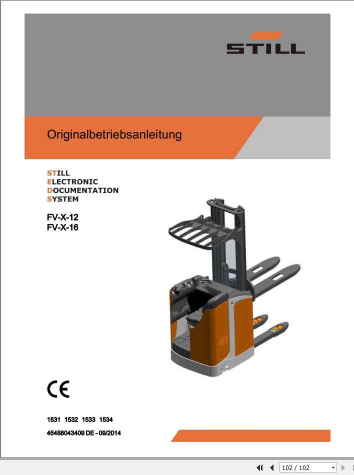 Still Seated Pallet Stacker FV X 12 16 FV Xi 12 16 Operating Manual DE 1