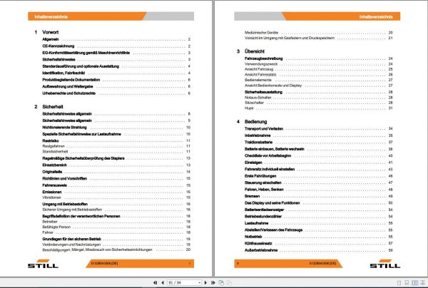 Still Seated Pallet Truck FS X 33 1301 Operating Manual DE 2