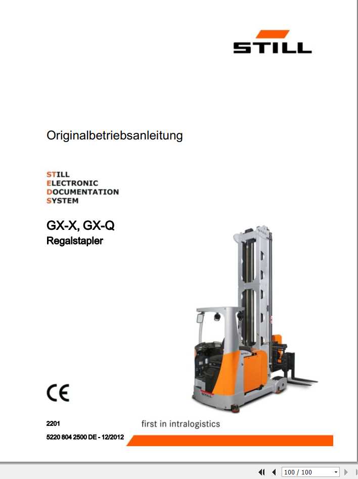 Still Side Loader Forklift GX X GX Q Operating Manual DE 1