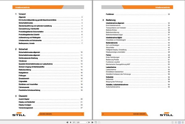 Still Side Loader Forklift GX X GX Q Operating Manual DE 2