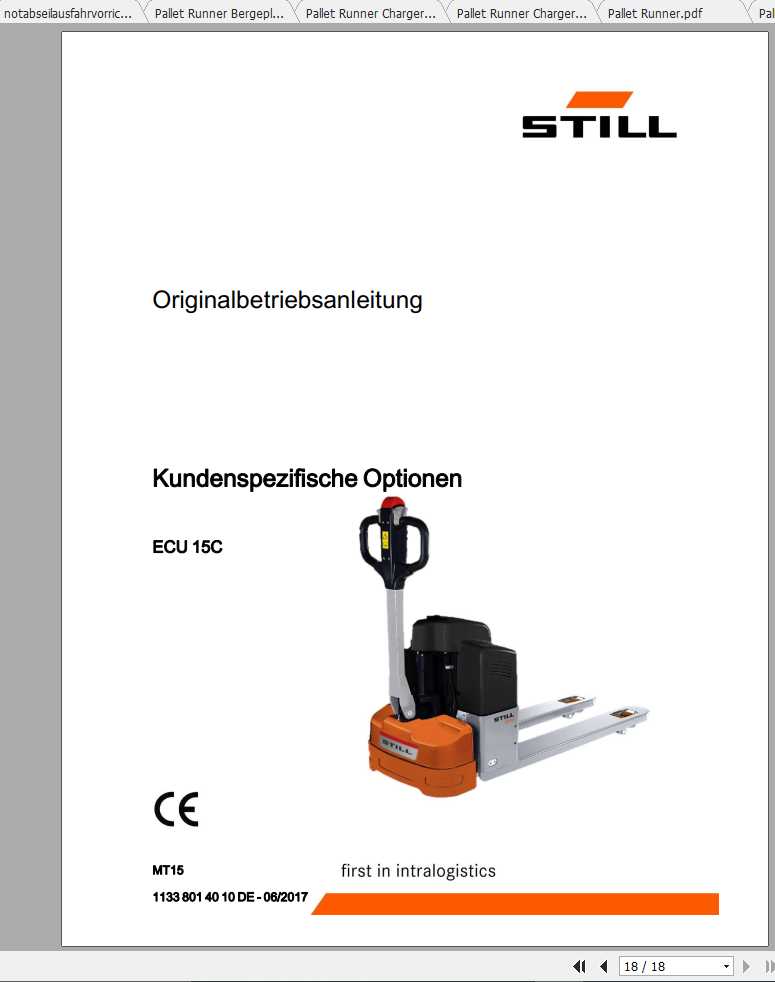 Still Supplement Operating Manual DE 1