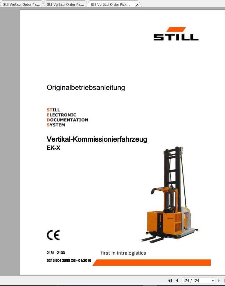 Still Vertical Order Picker EK X EK X10 Operating Manual DE 1